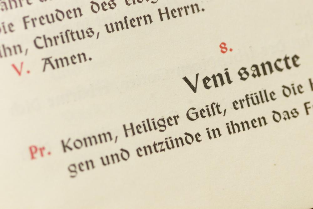 Pfingsthymnus 'Veni sancte Spiritus' / ' Komm heiliger Geist'.       Wien, 25.4.2003        ? Franz Josef Rupprecht; A-7123 M?nchhof; Bank: Raiffeisenbank M?nchhof (BLZ 33054), Kto.-Nr.: 17.608 